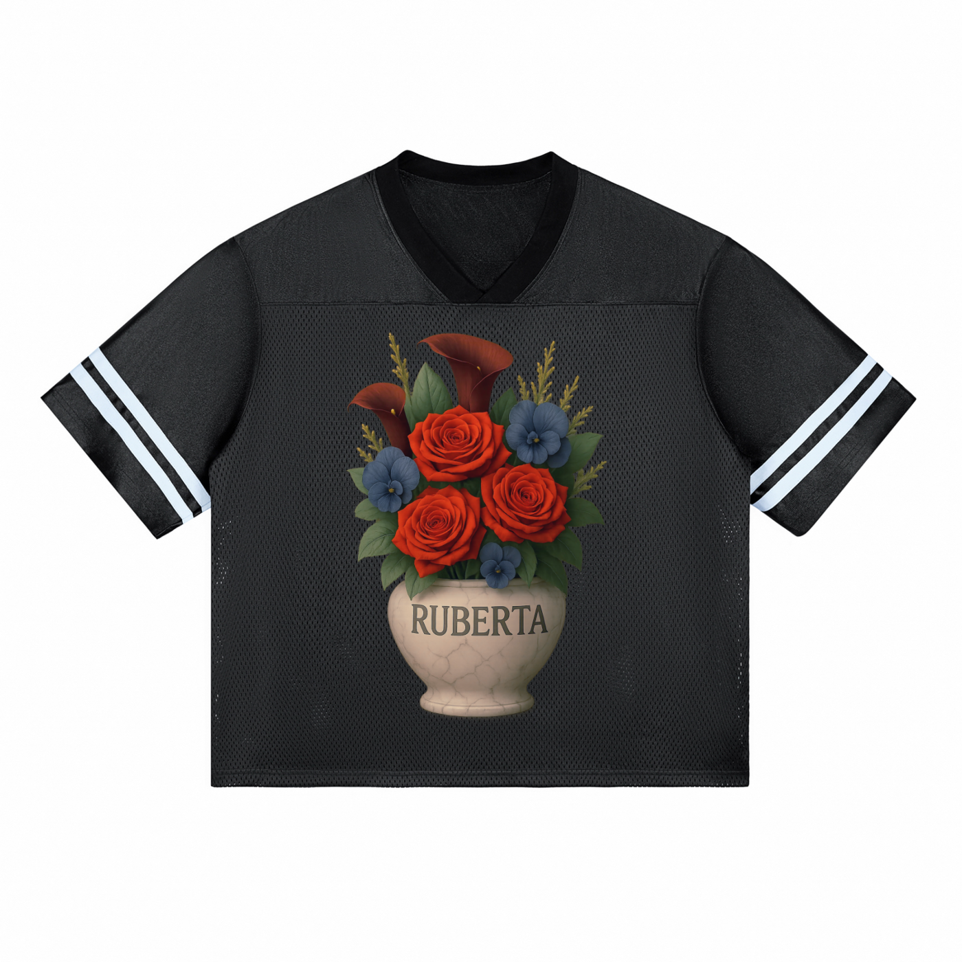 Flowers,Taped,Mesh,T-Shirt,Jersey