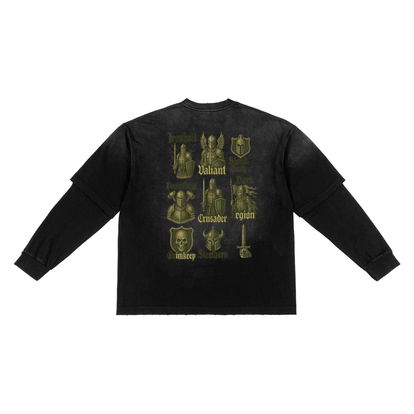 Sunfade,Hand-frayed,Two-piece,Green Knight,Black