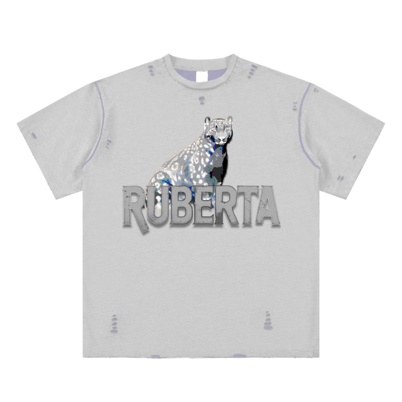 Snow Leopard Hand-frayed Reversible T-shirt