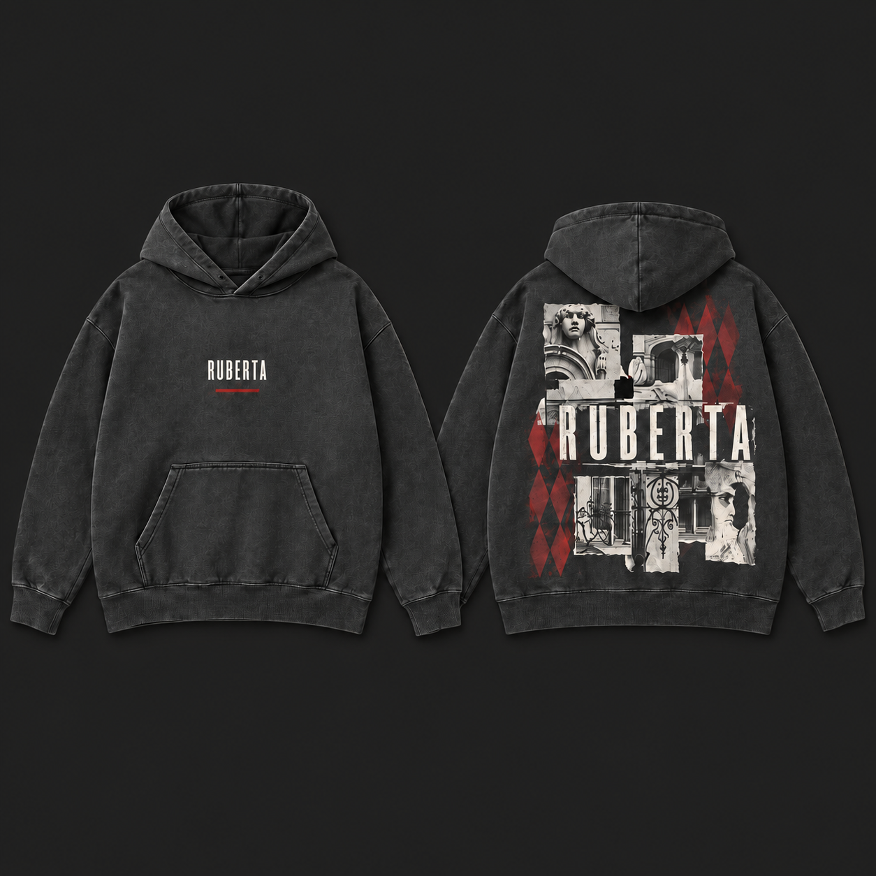 Raw Hoodie original RUBERTA concept mockup